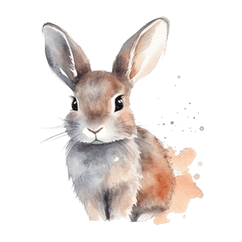 Watercolor little rabbit isolated on transparent background. png