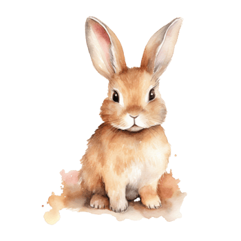 Watercolor little rabbit isolated on transparent background. png