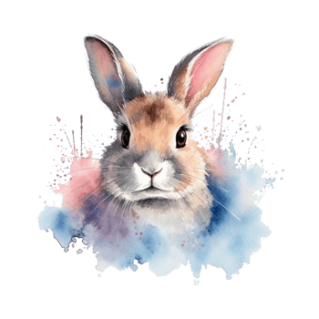 Watercolor little rabbit isolated on transparent background. png