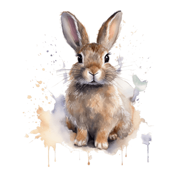 Watercolor little rabbit isolated on transparent background. png