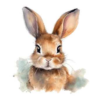 Watercolor little rabbit isolated on transparent background. png