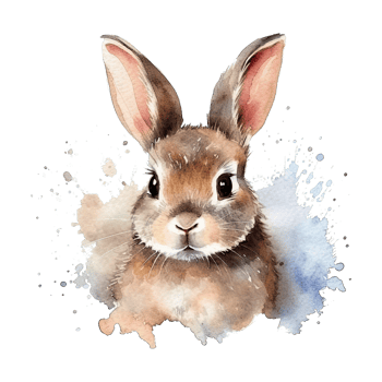 Watercolor little rabbit isolated on transparent background. png