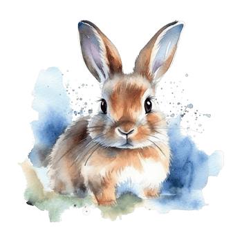 Watercolor little rabbit isolated on transparent background. png