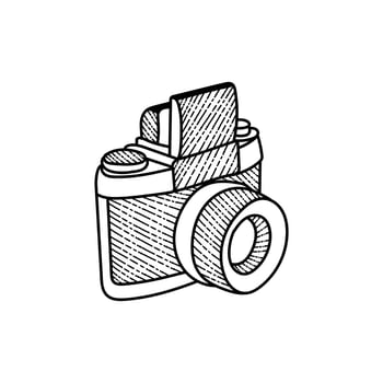 Camera Square Film Line Art Illustration Creative Design vector