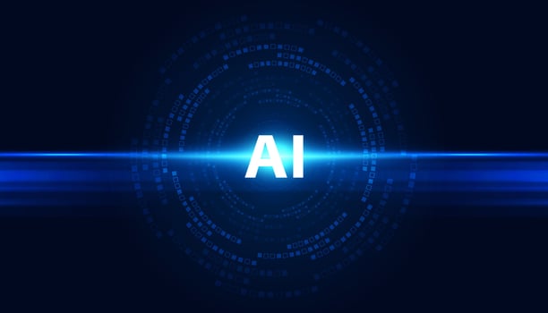 Abstract Artificial Intelligence on circle digital and Technology Background with Computer Systems light blue. vector