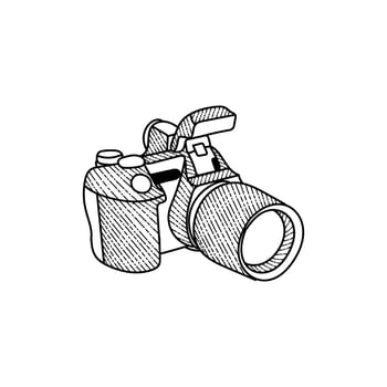 Camera Digital Illustration Line Art Style Creative Design vector
