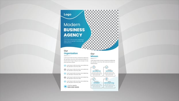 Gradient Modern Flyer Template For Business Agency.A4 vector