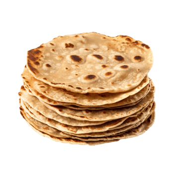 Traditional chapati tortillas isolated on transparent background, created with png