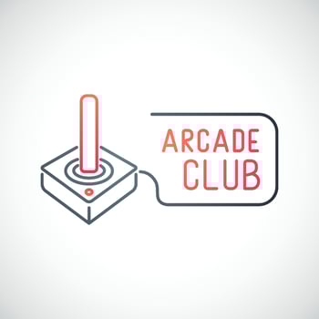 Game joystick icon isolated on white background. Arcade club emblem. vector