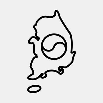 Icon south korea map. South Korea elements. Icons in line style. Good for prints, posters, logo, advertisement, infographics, etc. vector