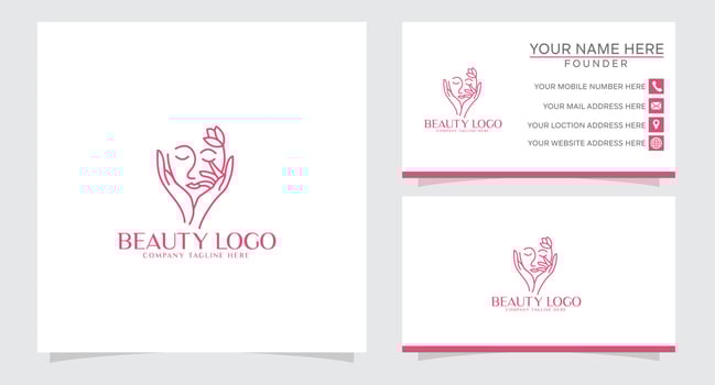 Beauty cosmetic woman luxury logo design and business card template vector