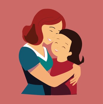 mother daughter flat character illustration vector art