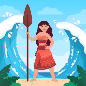 Hawaiian Girl Holding a Paddle at The Beach vector