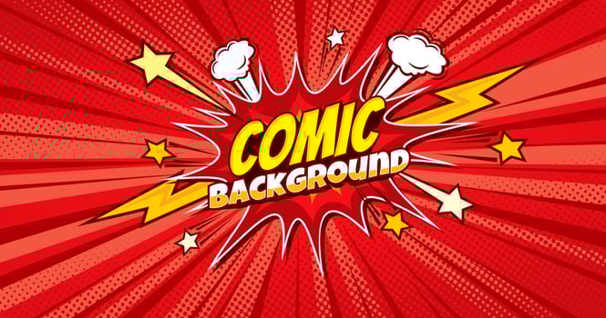 Red pop art comic background with comics bubble vector