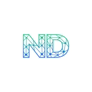 Abstract letter ND  logo design with line dot connection for technology and digital business company. vector