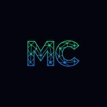 Abstract letter MC logo design with line dot connection for technology and digital business company. vector