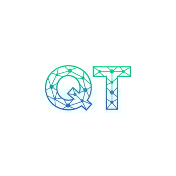 Abstract letter QT  logo design with line dot connection for technology and digital business company. vector