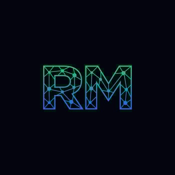 Abstract letter RM logo design with line dot connection for technology and digital business company. vector