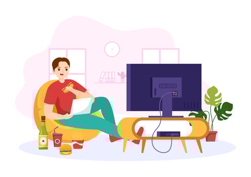Bad Habit Vector Illustration with Unhealthy Lifestyle like Eating Fast Food or Alcohol Bottle in Flat Cartoon Hand Drawn Landing Page Templates