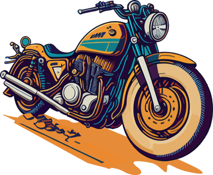 Colorful Motorcycle Illustration with png