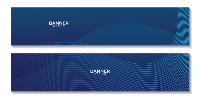 set of banners with dark blue wave background vector illustration
