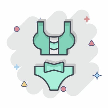 Icon Bikini. related to Hawaii symbol. comic style. simple design editable. vector