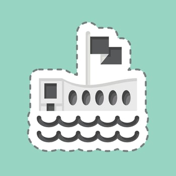 Sticker line cut USS Arizona Memorial. related to Hawaii symbol. simple design editable. vector