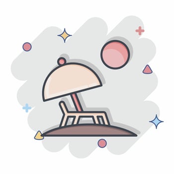 Icon Beach. related to Hawaii symbol. comic style. simple design editable. vector