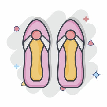 Icon Sandals. related to Hawaii symbol. comic style. simple design editable. vector