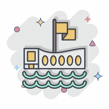 Icon USS Arizona Memorial. related to Hawaii symbol. comic style. simple design editable. vector