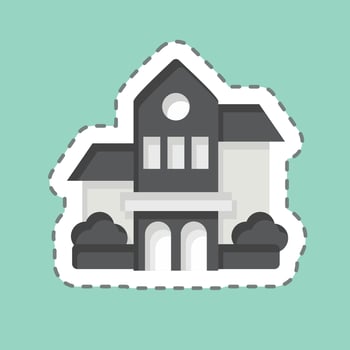 Sticker line cut Bishop Museum. related to Hawaii symbol. simple design editable. vector