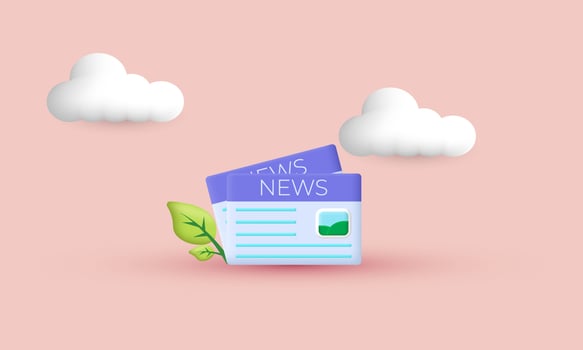 illustration vector 3d icon news update newspaper information symbols isolated on background