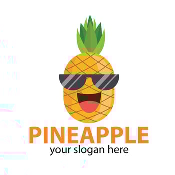 cute and funny cartoon vector, orange pineapple wearing sunglasses smiling vector