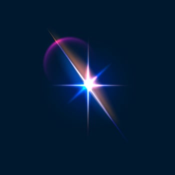 Sparkle flare and flash effect, star glow light vector