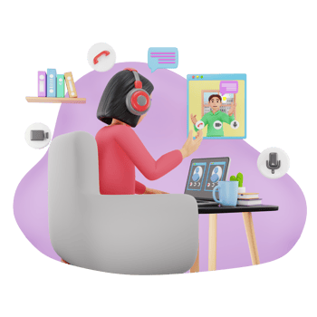 Female Freelancer Communicating Online With Colleague, 3D Character Illustration png