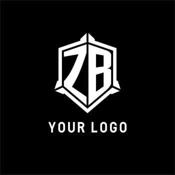 ZB logo initial with shield shape design style vector