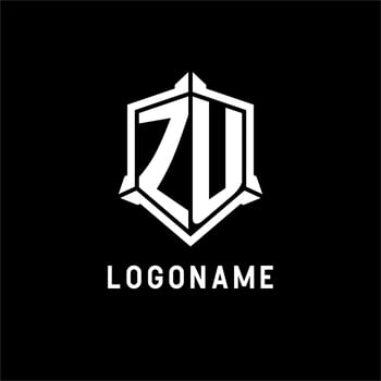 ZU logo initial with shield shape design style vector
