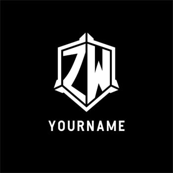 ZW logo initial with shield shape design style vector