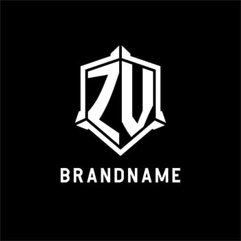 ZV logo initial with shield shape design style vector