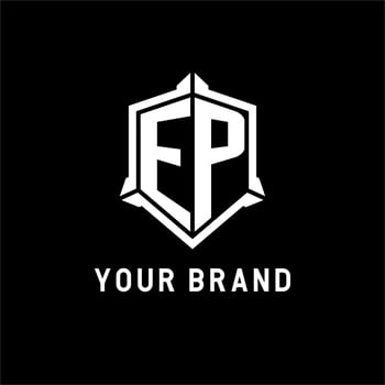 EP logo initial with shield shape design style vector