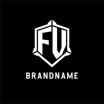 FV logo initial with shield shape design style vector