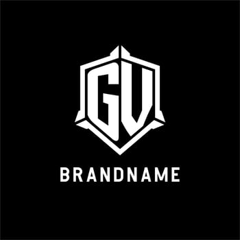GV logo initial with shield shape design style vector