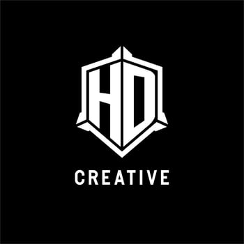 HD logo initial with shield shape design style vector