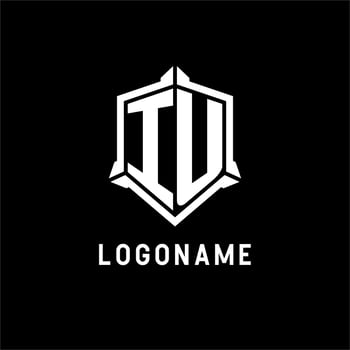 IU logo initial with shield shape design style vector