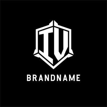 IV logo initial with shield shape design style vector