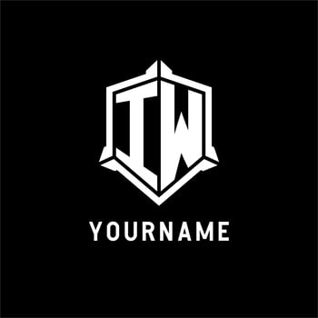 IW logo initial with shield shape design style vector