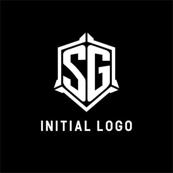 SG logo initial with shield shape design style vector