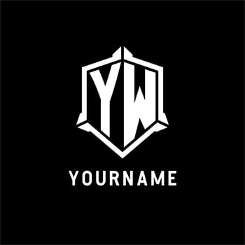 YW logo initial with shield shape design style vector