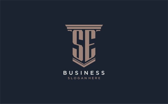SE initial logo with pillar style, luxury law firm logo design ideas vector
