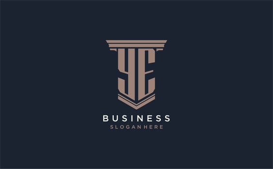 YE initial logo with pillar style, luxury law firm logo design ideas vector